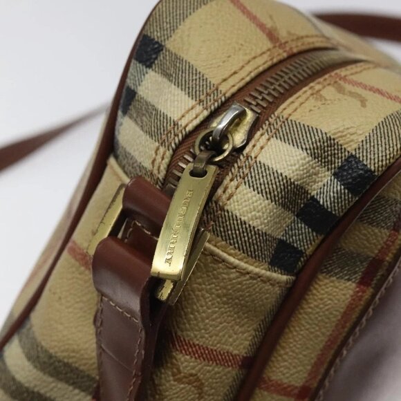 BURBERRY Nova Check Shoulder Bag PVC Beige Gold Auth - Picture 8 of 16